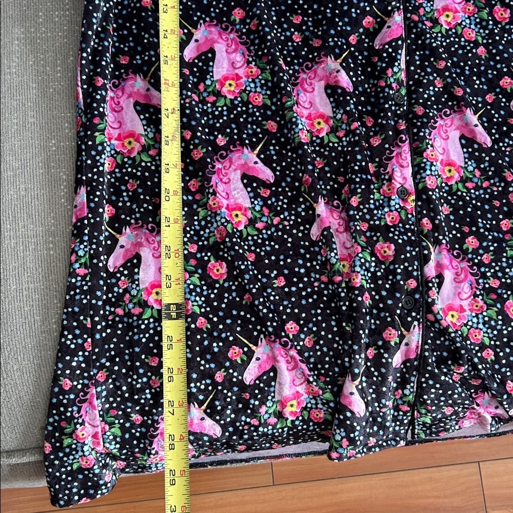 Velvet Black Pink  Floral Whimsy Sleep Shirt Coquette  Oversized  XL unicorn - Picture 12 of 13